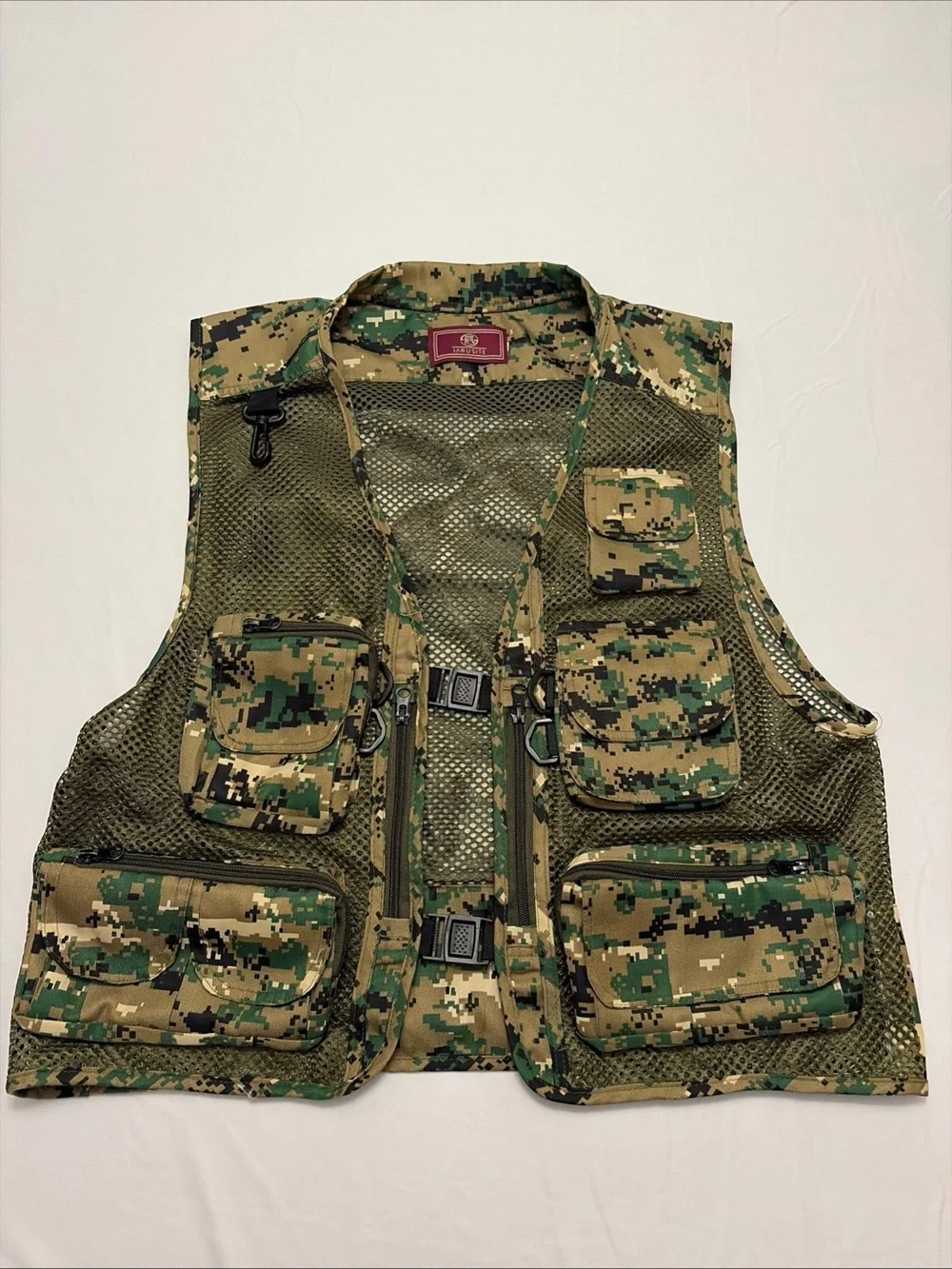 Men's Camo Fishing Vest - Green Digital Camo